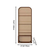 Traditional Chinese-Style Rubberwood Solid Wood Room Divider with PE Rattan Accents and 3-Tier Storage Shelf for Living Room
