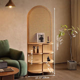 Traditional Chinese Rectangular Room Divider in Rubberwood Solid Wood with Plastic Panels and Storage Shelf – 2- or 4-Tier, for Living Room