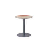 Round Two-Tone Faux Saddle Leather End Table with Metal Base – Minimalist, Compact Side Table for Living Room