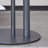 Round Two-Tone Faux Saddle Leather End Table with Metal Base – Minimalist, Compact Side Table for Living Room