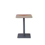 Modern Dual-Tone Faux Saddle Leather Square End Table with Asymmetrical Patchwork – Minimalist Corner Table for Living Room