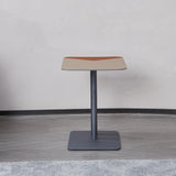 Modern Dual-Tone Faux Saddle Leather Square End Table with Asymmetrical Patchwork – Minimalist Corner Table for Living Room