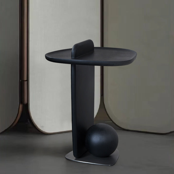 Sculptural Solid Wood Ball End Table - Art Deco Style, Versatile Corner Accent for Living Room