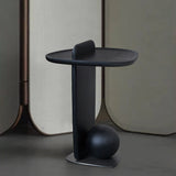Sculptural Solid Wood Ball End Table - Art Deco Style, Versatile Corner Accent for Living Room