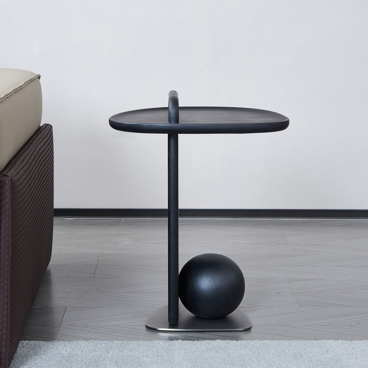 Sculptural Solid Wood Ball End Table - Art Deco Style, Versatile Corner Accent for Living Room