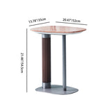Elegant Natural Marble & Solid Wood End Table with Irregular Rounded-Rectangle Top – Scandinavian Dual-Pillar Legs, Chic Living Room Accent