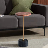 Japanese-Inspired Asymmetrical Oval Marble End Table – Living Room Accent Table