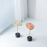 Japanese-Inspired Asymmetrical Oval Marble End Table – Living Room Accent Table