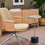 Japanese-Inspired Asymmetrical Oval Marble End Table – Living Room Accent Table