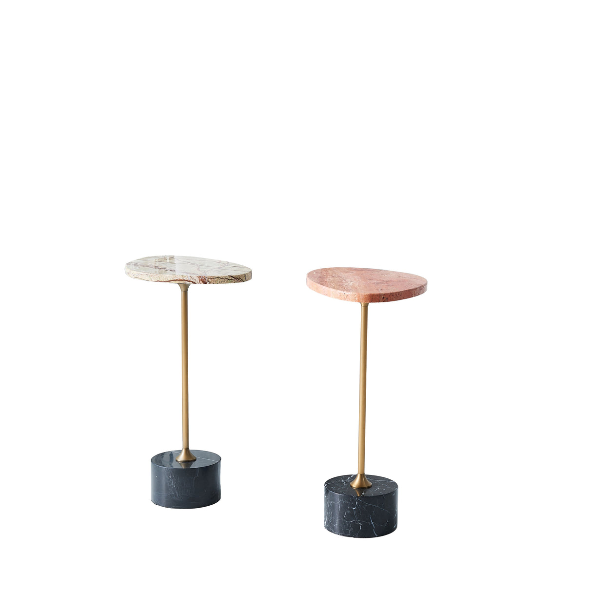 Japanese-Inspired Asymmetrical Oval Marble End Table – Living Room Accent Table