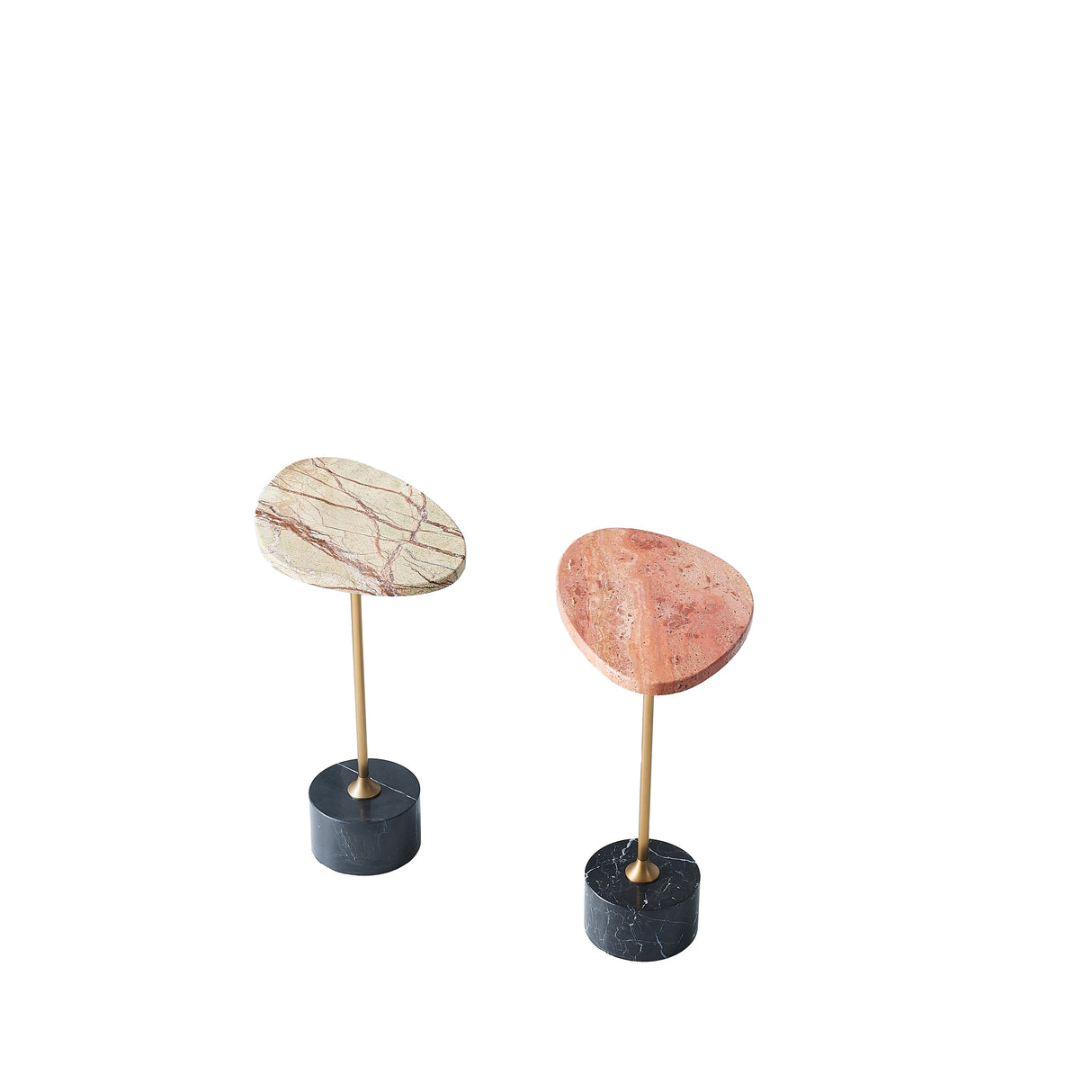 Japanese-Inspired Asymmetrical Oval Marble End Table – Living Room Accent Table