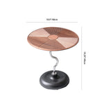 Artistic Round-Curved Stem End Table in Wood & Stainless Steel — Vintage Classic Living Room Accent