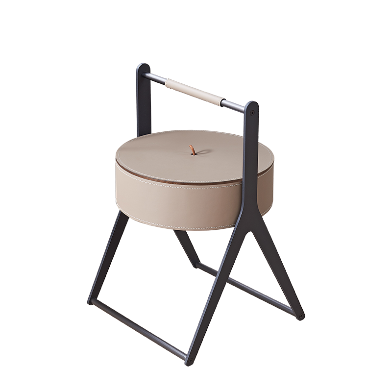 A-Shaped End Table with Hidden Storage in Faux Saddle Leather - Removable Lid, Scandinavian-Style Living Room Accent