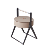A-Shaped End Table with Hidden Storage in Faux Saddle Leather - Removable Lid, Scandinavian-Style Living Room Accent