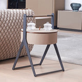 A-Shaped End Table with Hidden Storage in Faux Saddle Leather - Removable Lid, Scandinavian-Style Living Room Accent