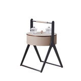 A-Shaped End Table with Hidden Storage in Faux Saddle Leather - Removable Lid, Scandinavian-Style Living Room Accent