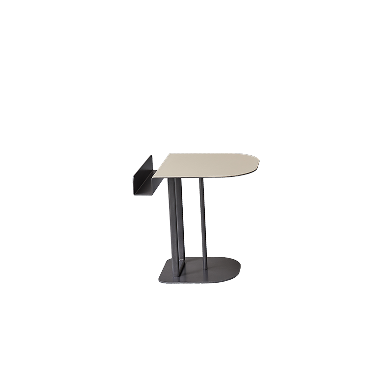 Sleek Semi-Circular Narrow Faux Saddle Leather Side Table — Luxury Space-Saving End Table for Urban Living