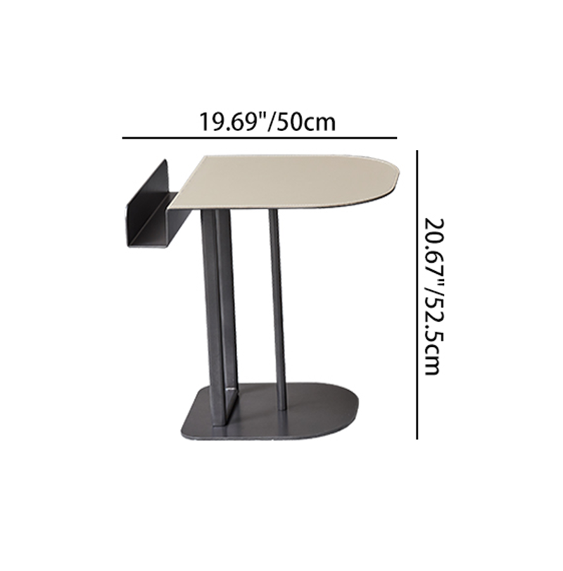 Sleek Semi-Circular Narrow Faux Saddle Leather Side Table — Luxury Space-Saving End Table for Urban Living
