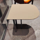 Sleek Semi-Circular Narrow Faux Saddle Leather Side Table — Luxury Space-Saving End Table for Urban Living