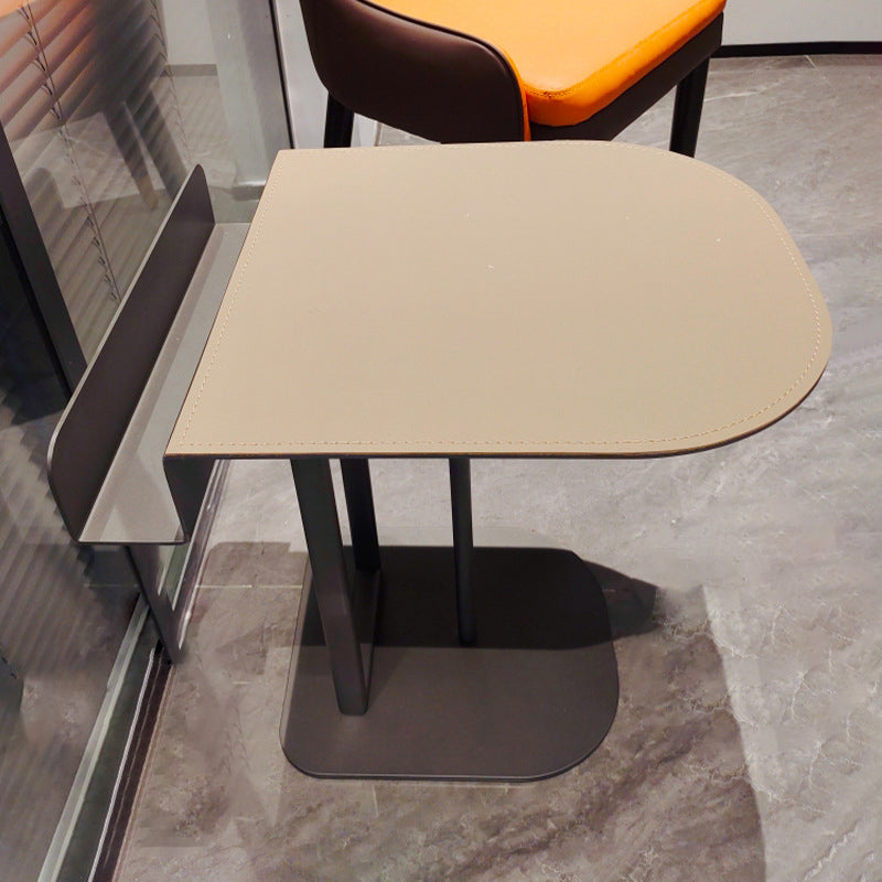 Sleek Semi-Circular Narrow Faux Saddle Leather Side Table — Luxury Space-Saving End Table for Urban Living