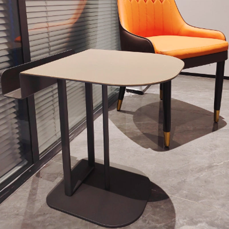 Sleek Semi-Circular Narrow Faux Saddle Leather Side Table — Luxury Space-Saving End Table for Urban Living