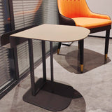 Sleek Semi-Circular Narrow Faux Saddle Leather Side Table — Luxury Space-Saving End Table for Urban Living