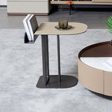 Sleek Semi-Circular Narrow Faux Saddle Leather Side Table — Luxury Space-Saving End Table for Urban Living