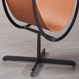 Artistic U-Shaped Cross-Base End Table in Faux Saddle Leather – Modern Living Room Accent