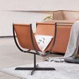 Artistic U-Shaped Cross-Base End Table in Faux Saddle Leather – Modern Living Room Accent