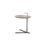 Round T-Base Faux Saddle Leather End Table – Luxury, Space-Saving C-Style Living Room Side Table