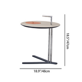 Round T-Base Faux Saddle Leather End Table – Luxury, Space-Saving C-Style Living Room Side Table