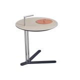 Round T-Base Faux Saddle Leather End Table – Luxury, Space-Saving C-Style Living Room Side Table