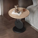 Chic Round Acrylic Wood Side Table – Modern Accent End Table for Living Room