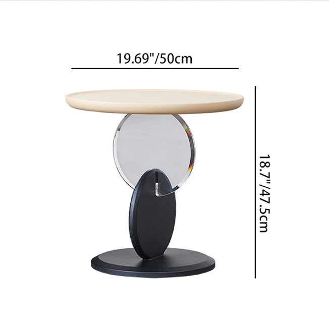 Chic Round Acrylic Wood Side Table – Modern Accent End Table for Living Room