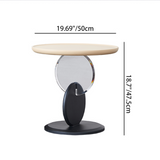 Chic Round Acrylic Wood Side Table – Modern Accent End Table for Living Room