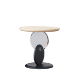 Chic Round Acrylic Wood Side Table – Modern Accent End Table for Living Room