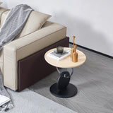 Chic Round Acrylic Wood Side Table – Modern Accent End Table for Living Room
