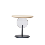Chic Round Acrylic Wood Side Table – Modern Accent End Table for Living Room