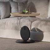 Chic Round Acrylic Wood Side Table – Modern Accent End Table for Living Room