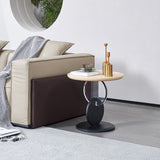 Chic Round Acrylic Wood Side Table – Modern Accent End Table for Living Room