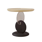 Chic Round Acrylic Wood Side Table – Modern Accent End Table for Living Room