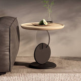 Chic Round Acrylic Wood Side Table – Modern Accent End Table for Living Room