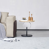 Chic Round Acrylic Wood Side Table – Modern Accent End Table for Living Room