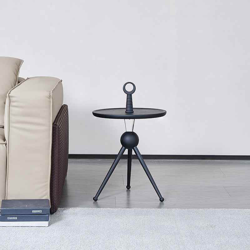 Stylish Round Solid Wood Tripod End Table with Acrylic Top - Creative Portable Accent Side Table for Living Room