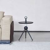 Stylish Round Solid Wood Tripod End Table with Acrylic Top - Creative Portable Accent Side Table for Living Room