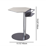 Geometric Round Faux Saddle Leather End Table with Storage Shelf – Modern Living Room Side Table