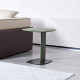 Rounded Square Faux Saddle Leather End Table – Nordic-Style Accent Side Table for Living Room