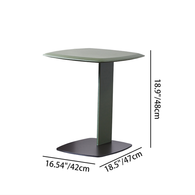 Rounded Square Faux Saddle Leather End Table – Nordic-Style Accent Side Table for Living Room