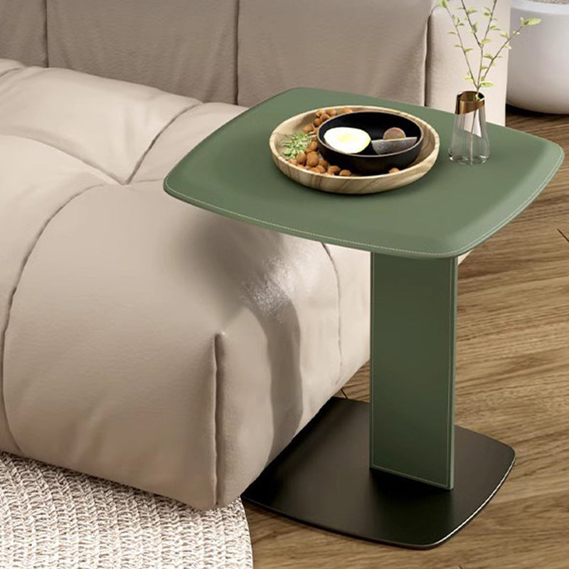 Rounded Square Faux Saddle Leather End Table – Nordic-Style Accent Side Table for Living Room
