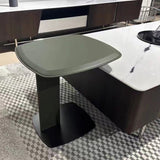 Rounded Square Faux Saddle Leather End Table – Nordic-Style Accent Side Table for Living Room